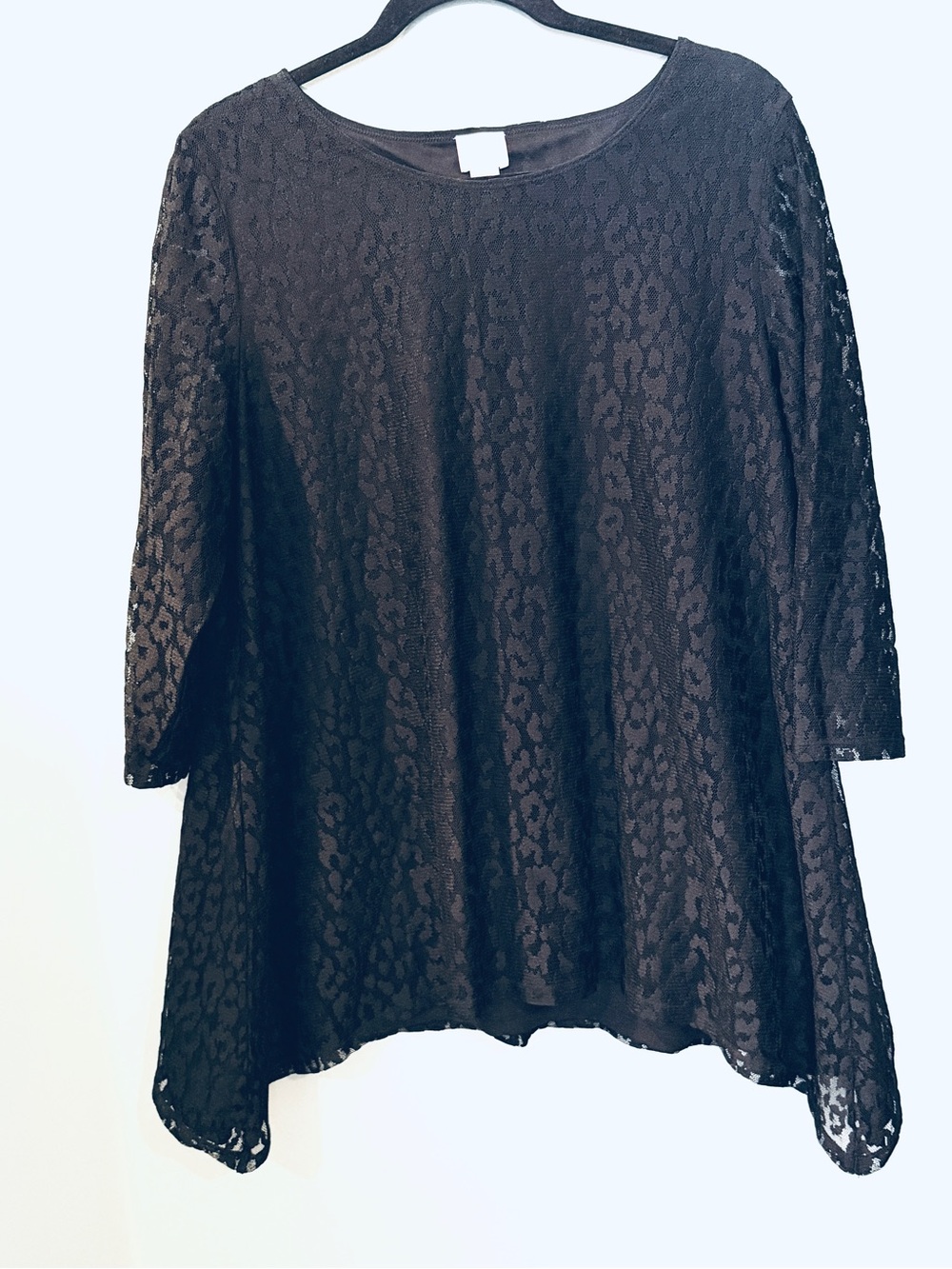 Chico's Black Lace Tunic Top, Size 12